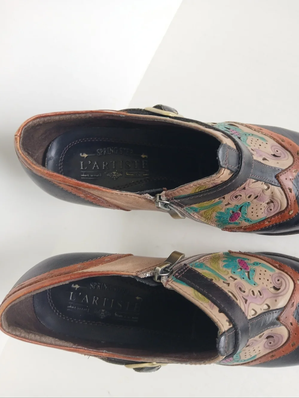 Spring Step L'Artiste Multicolor Leather Ankle Boots Size 40